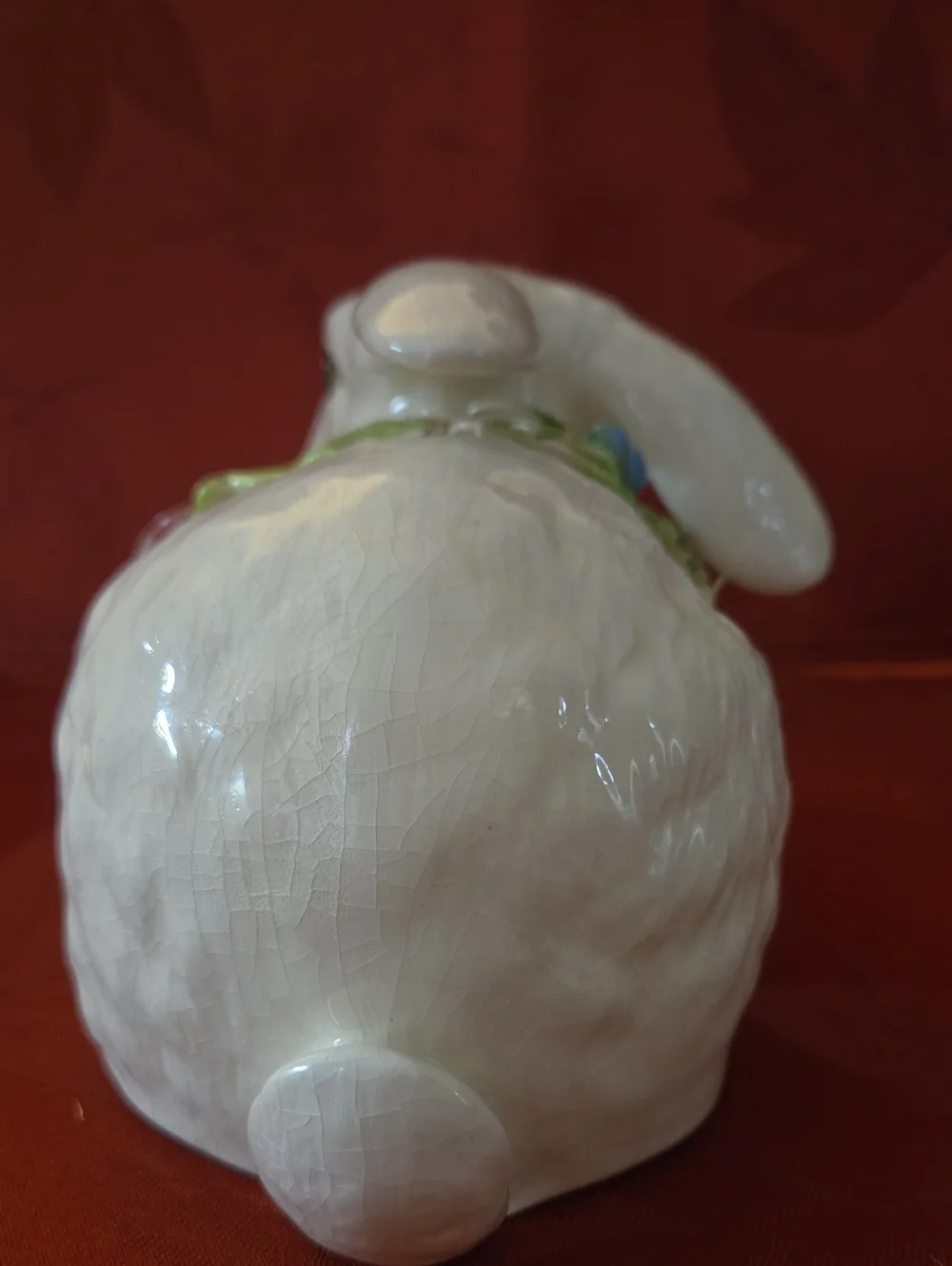Lorraine Eggleston Vintage Ceramic Bunny With Floral Wreath
